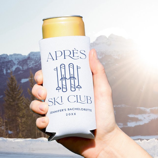 Apres Ski Club Winter Ski Bachelorette Party Favou Seltzer Can Cooler (Creator Uploaded)