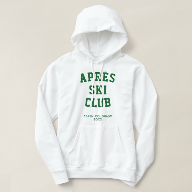 Après ski Club Winter Ski trip Matching Group Ski Hoodie (Design Front)