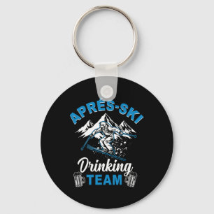 Aprés Ski Drinking Team Skiing Snowboarding Skier Key Ring