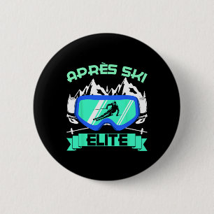 Apres Ski Elite Skiing Snowboarding Ski Bunny Ski 6 Cm Round Badge