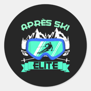 Apres Ski Elite Skiing Snowboarding Ski Bunny Ski Classic Round Sticker