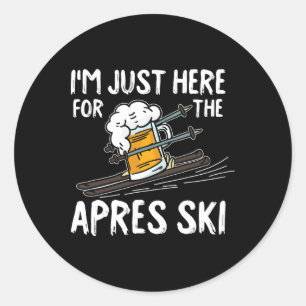 Apres Ski Funny Skier Winter Sport Skiing Gift  Classic Round Sticker