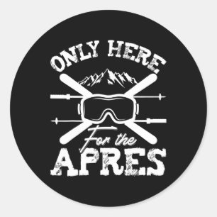Apres Ski Funny Winter Skiing Sports Snowboarding Classic Round Sticker