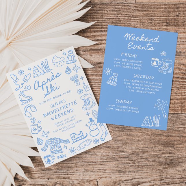 Après Ski Hand Drawn Winter Bachelorette Invitation (Creator Uploaded)
