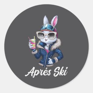 Apres Ski Hat Party Design Ski Bunny Skier Outfit  Classic Round Sticker