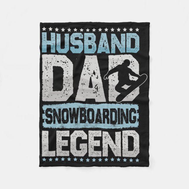 Aprés-ski Husband Dad Snowboarding Legend Snowboar Fleece Blanket (Front)