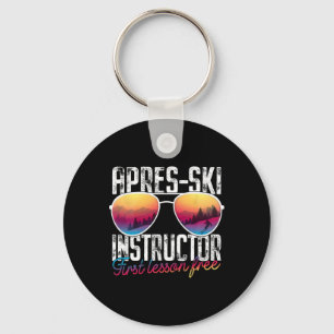 Apres Ski Instructor First Lesson Free Funny Skiin Key Ring