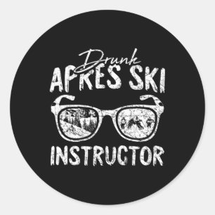 Apres Ski Instructor Funny Drinking Beer Skier Ski Classic Round Sticker