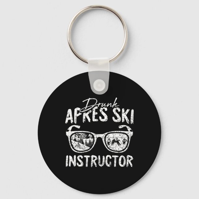 Apres Ski Instructor Funny Drinking Beer Skier Ski Key Ring (Front)