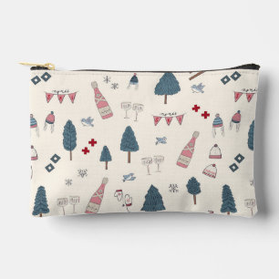 Apres Ski Lover Gift Winter Pink Champagne Makeup Accessory Pouch