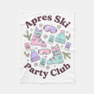 Apres ski party club retro winter skiing vacation fleece blanket