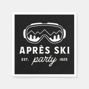 Apres ski party mountain cabin winter black napkin