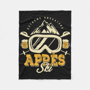 Apres Ski Party Outfit, Beer And Drinks After Skii Fleece Blanket