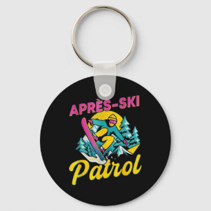 Après-ski Patrol Funny Retro Snowboard And Ski Par Key Ring