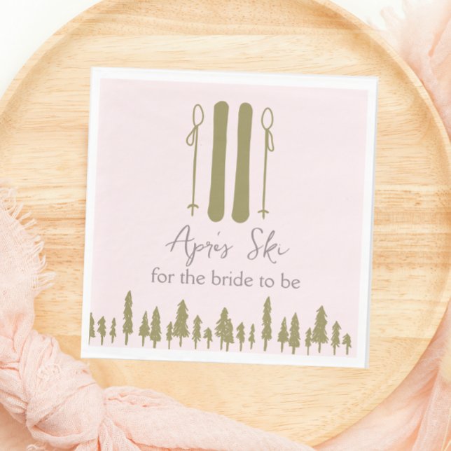 Apres Ski Pink Winter Bridal Shower Napkin (Creator Uploaded)