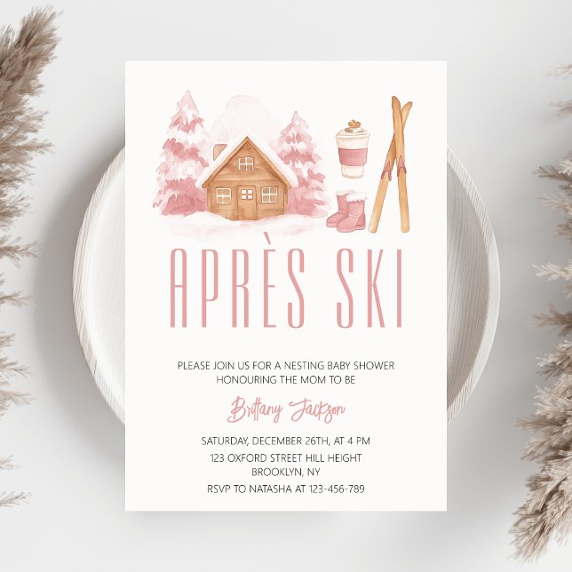 Apres Ski Pink Winter Nesting Baby Shower  Invitation (Creator Uploaded)
