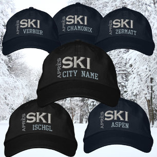 Après ski resort city winter vacation outfit embroidered hat