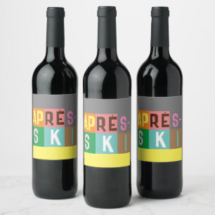 Après-ski Retro Skier Colour Block  Wine Label