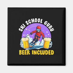 Apres-ski Ski School Guru Beer Included Funny Ski Magnet
