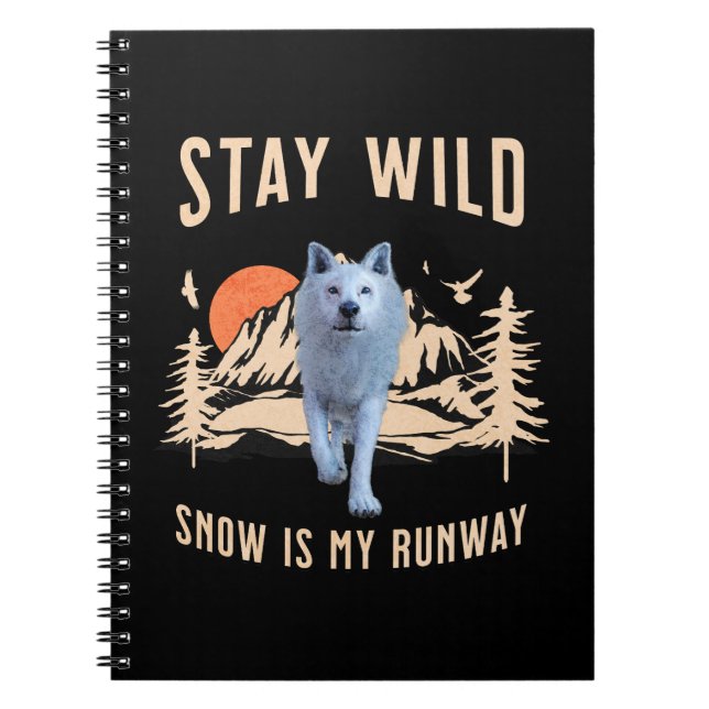 Après Ski Snow Runway Wolf Art Notebook (Front)