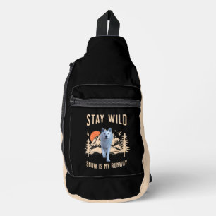 Après Ski Snow Runway Wolf Art Sling Bag