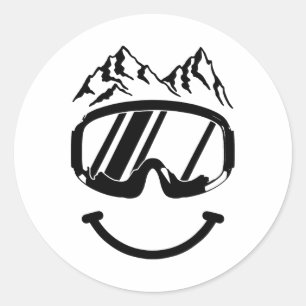 Apres Ski Snowboard Snowmobile Funny Skiing Snowmo Classic Round Sticker