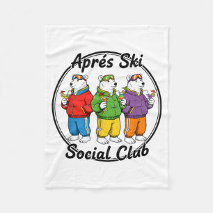Après ski social club funny skiing ski polar bear fleece blanket