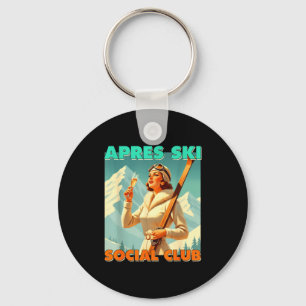 Apres ski social club skiing lover winter sports key ring