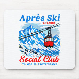 Apres ski social club skiing skier snowboard mouse pad