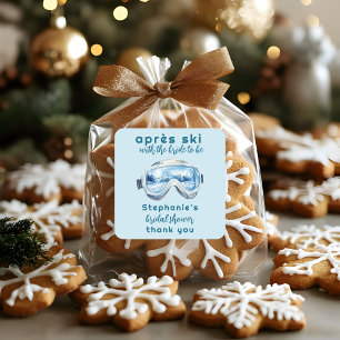 Apres Ski Sporty Winter Watercolor Bridal Shower Square Sticker