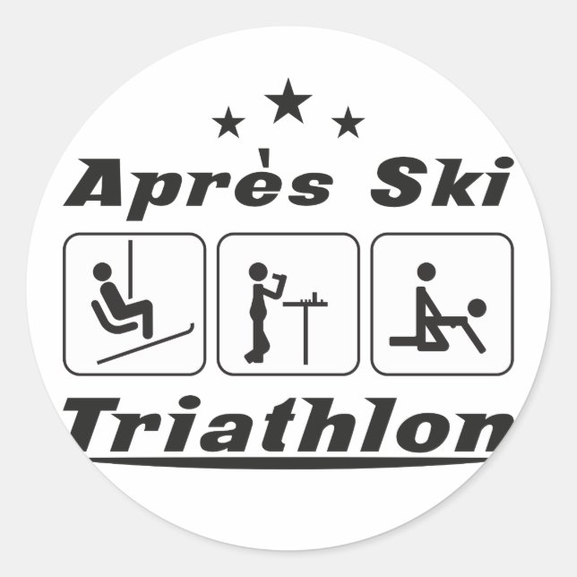 Apres Ski Triathlon Classic Round Sticker (Front)