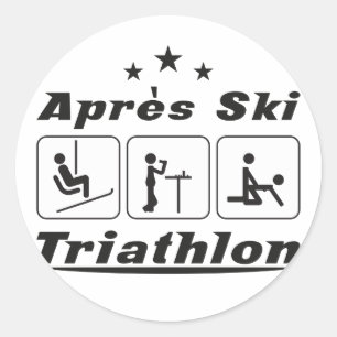 Apres Ski Triathlon Classic Round Sticker