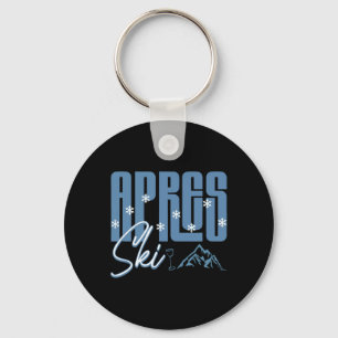 Apres Ski Winter Fun Snowboarding Mountain Skiing Key Ring