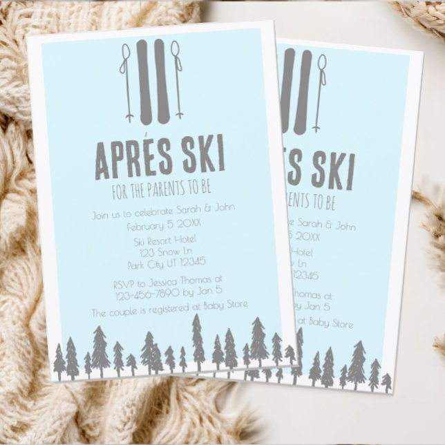 Apres Ski Winter Theme Blue Baby Shower Invitation (Creator Uploaded)