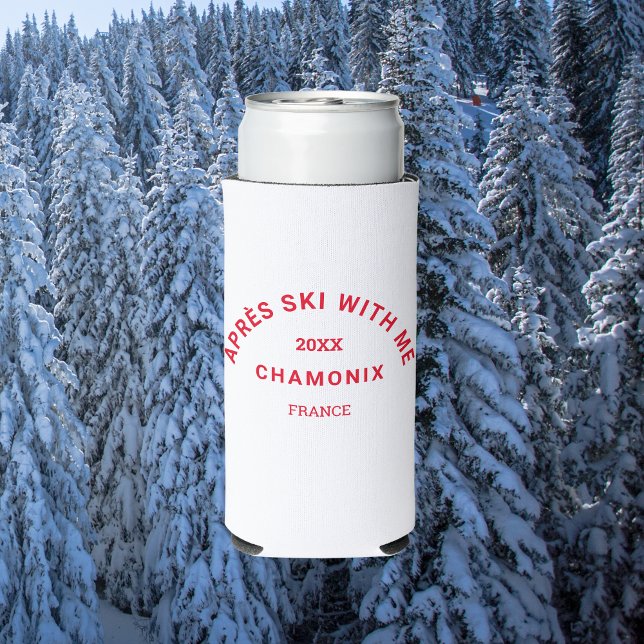 Après Ski With Me Winter Red Ski Crest Party Seltzer Can Cooler (Creator Uploaded)