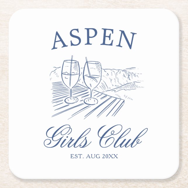 Après Ski With The Bride to Be Bach Weekend Square Paper Coaster (Front)