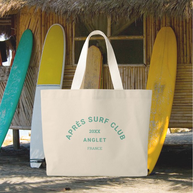Après Surf Club Turquoise Surfers Social Crest Large Tote Bag (Creator Uploaded)