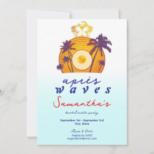 Après Waves Retro Vinyl Beach Coastal Bachelorette Invitation