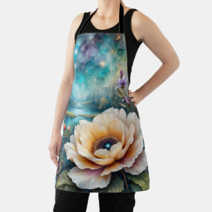 Apricot and Blue Cosmos river forest landscape Apron