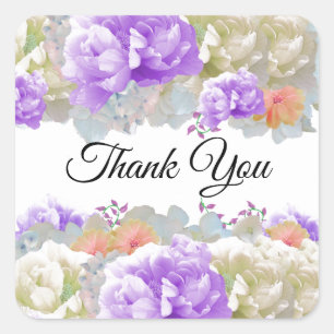 Apricot and Plum Flower Thank You Sticker