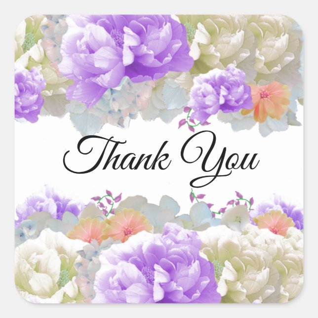 Apricot and Plum Flower Thank You Sticker (Front)
