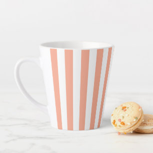 Apricot and White Vertical Stripes Latte Mug