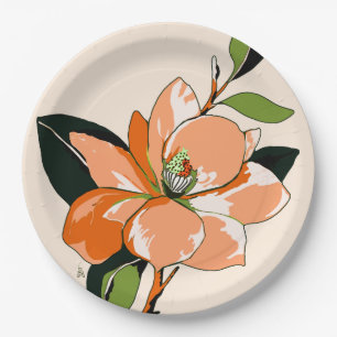Apricot Azalea on Cream Paper Plate