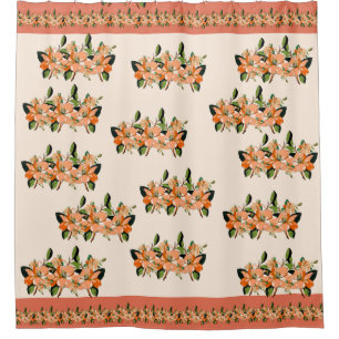 Apricot Azalea on Cream Shower Curtain