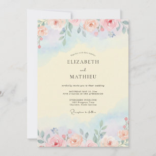 Apricot Azure Petal Wedding Invitation