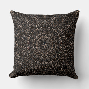 Apricot Beige Mandala with Elegant Symmetry Cushion