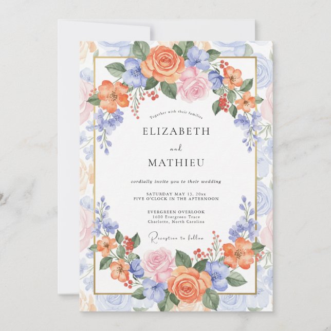 Apricot Breathtaking Spring Wedding Invitation (Front)