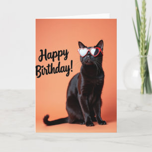 Apricot Cat Birthday Specs Card