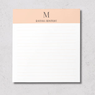 Apricot Classic Personalised Monogram Letter Lined Notepad