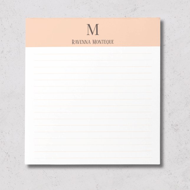 Apricot Classic Personalised Monogram Letter Lined Notepad (Creator Uploaded)